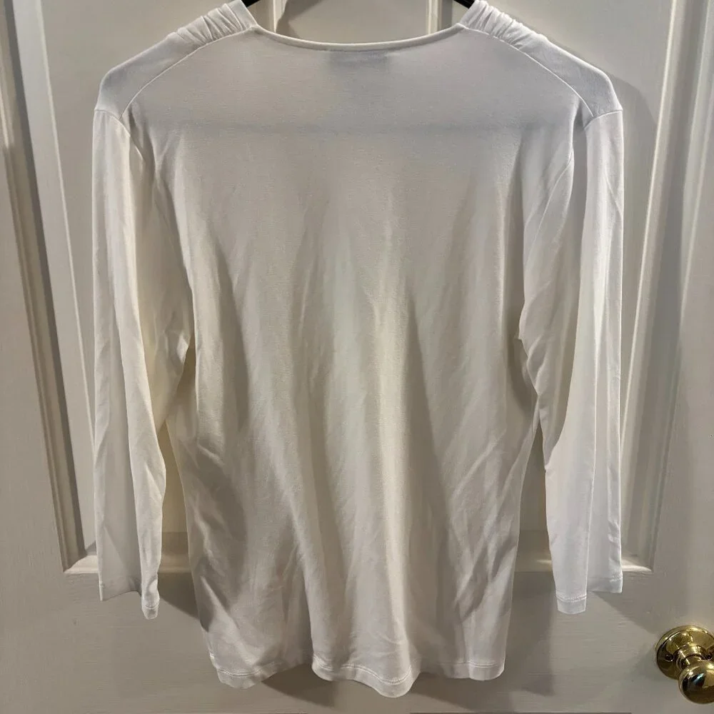 Doncaster Women's White V-Neck Long Sleeve Top ~ XS ~ NWT ~ Org. Price $110 - Picture 3 of 5